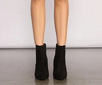 Basic Faux Suede Block Heel Booties