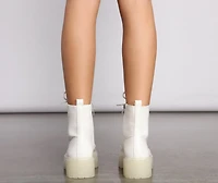 Clearly On Fleek Faux Leather Combat Boots