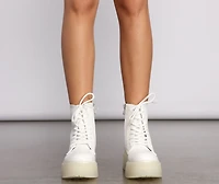 Clearly On Fleek Faux Leather Combat Boots