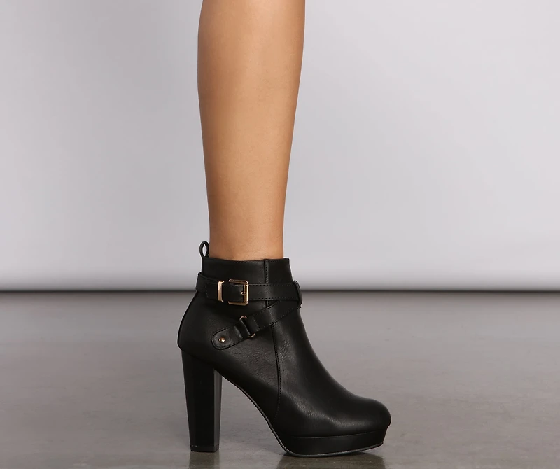Step Up Faux Leather Platform Booties