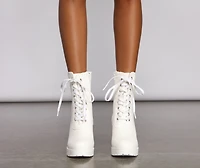 Step Out Style Faux Leather Combat Booties