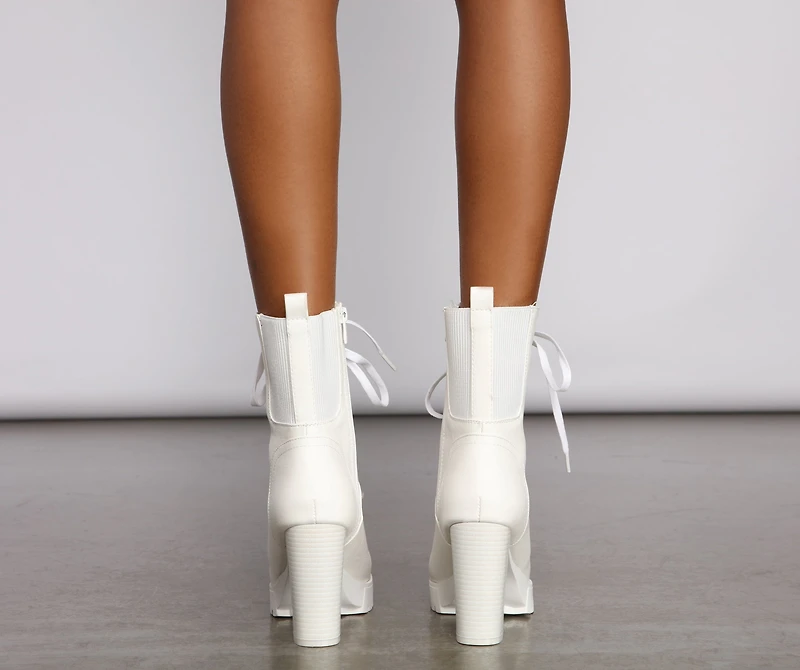 Step Out Style Faux Leather Combat Booties
