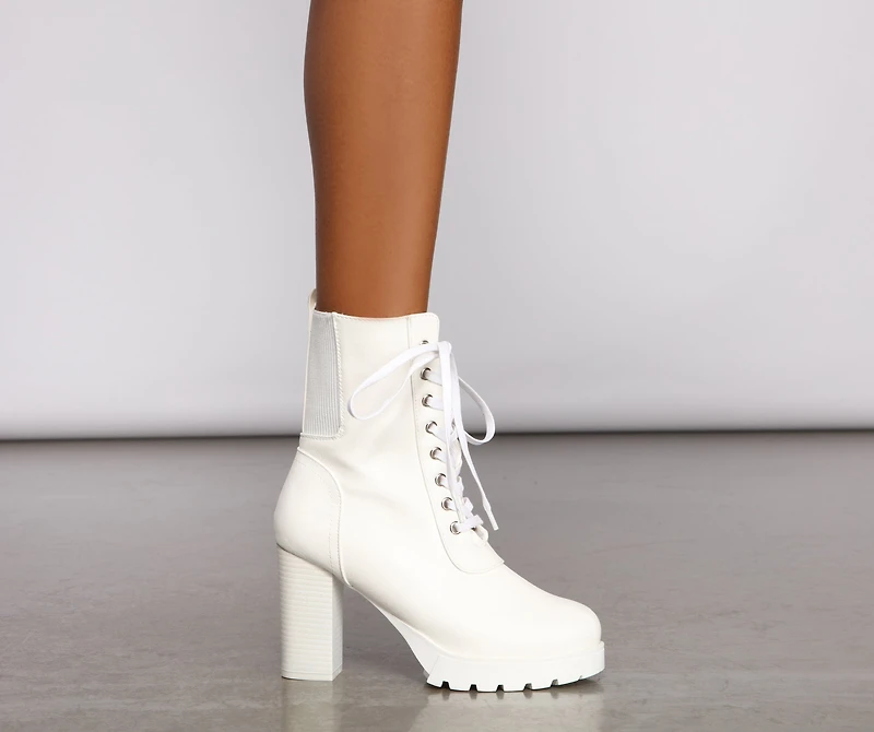 Step Out Style Faux Leather Combat Booties