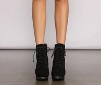 Effortlessly Chic Lace-Up Lug Sole Booties