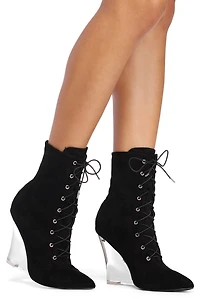 Walk Lace Wedge Booties