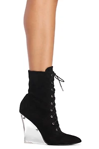 Walk Lace Wedge Booties