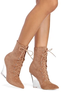 Walk Lace Wedge Booties