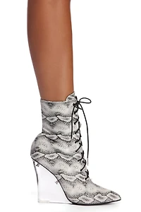 Walk Lace Wedge Booties
