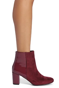 Contrasting Elements Block Heel Booties