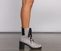 So Fab Plaid Lug Booties