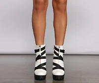 Sassy Straps Faux Leather Lug Booties
