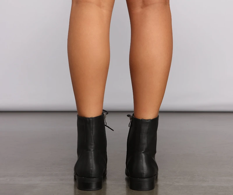 Lace-Up Glam Faux Leather Booties