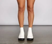 On Edge Faux Leather Lug Booties