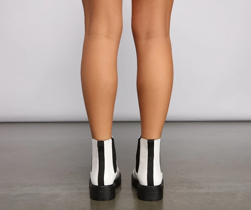 On Edge Faux Leather Lug Booties