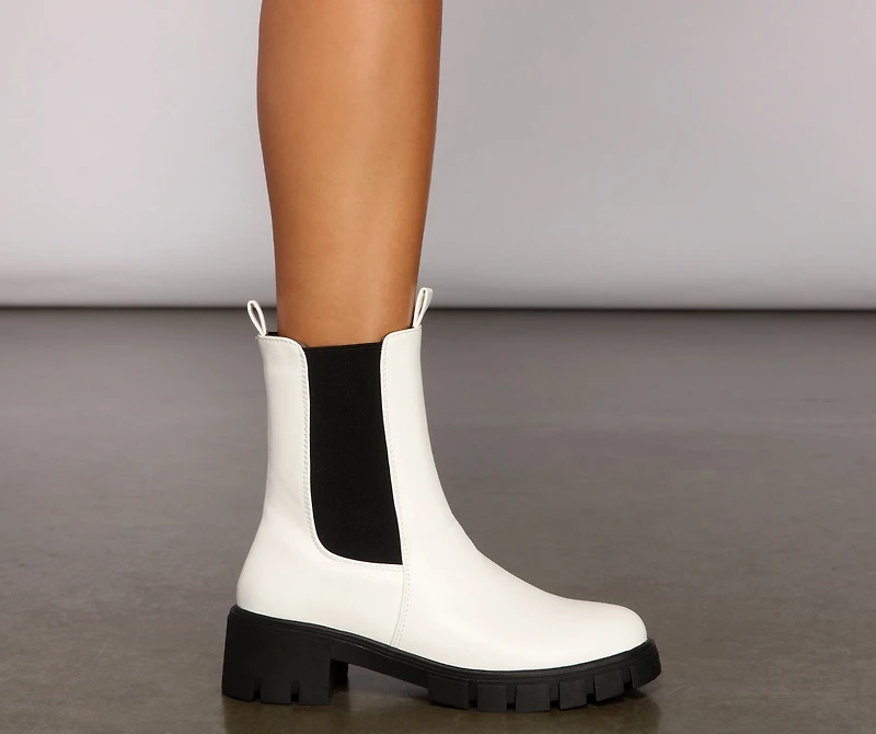Level Up Faux Leather Lug Sole Booties