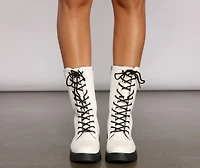 Edgy Trends Faux Leather Combat Boots