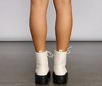 Glamour Rebel Faux Leather Lug Booties