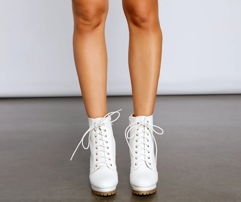 Elevated And Trendy Lace-Up Booties
