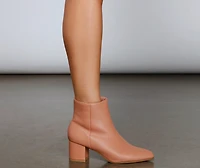 Fall Faux Leather Block Heel Booties