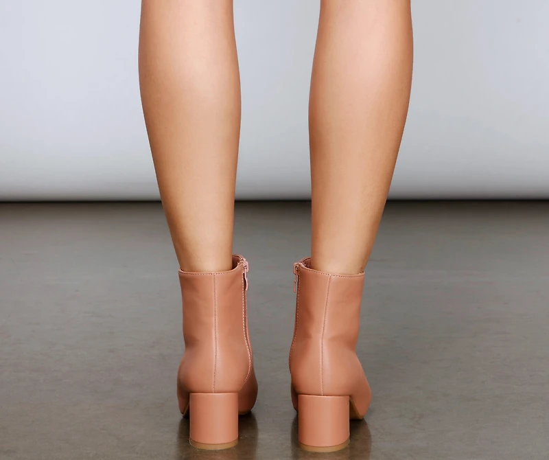 Fall Faux Leather Block Heel Booties