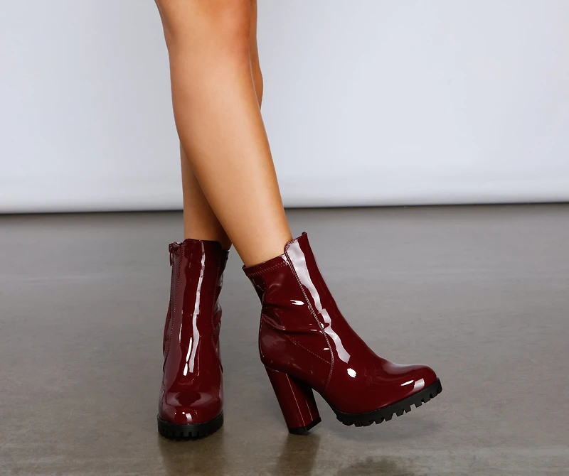 Wild Gal Patent Faux Leather Combat Boots