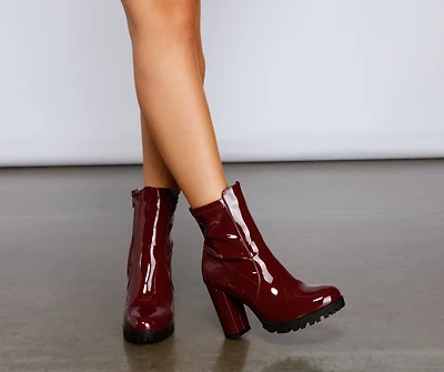 Wild Gal Patent Faux Leather Combat Boots