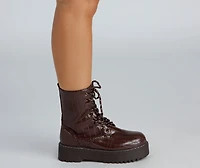 Edgy Glamour Platform Lace-Up Boots