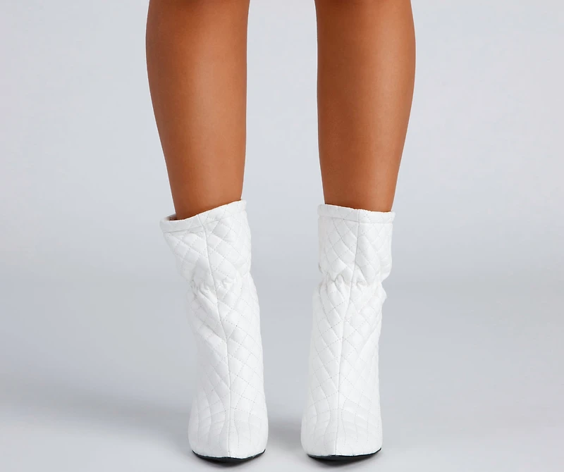 Fashion Puff Quilted Stiletto Booties