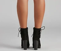 Edge It Up Buckle Strap Lace-Up Booties
