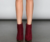 Uptown Girl Faux Suede Pointed Toe Booties