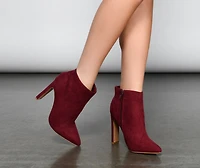 Uptown Girl Faux Suede Pointed Toe Booties