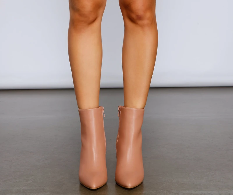 Too Chic Faux Leather Pointy Toe Booties