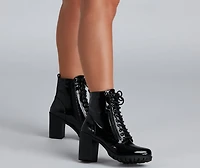 Stylin' Lug Patent Leather Boots