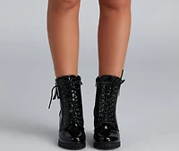Stylin' Lug Patent Leather Boots
