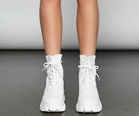 Trendy Vibes Lace-Up Sock Booties