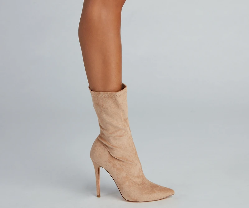 Fashion Forward Faux Suede Stiletto Boots