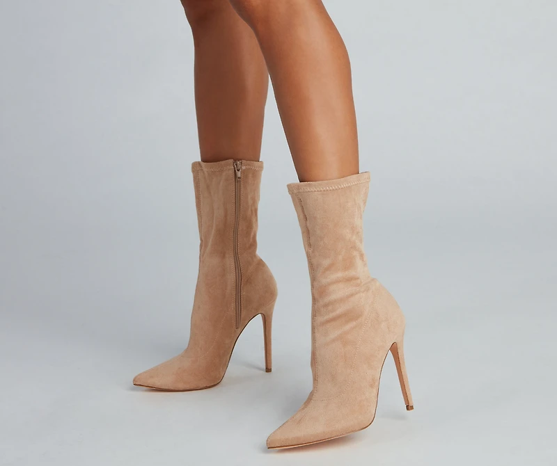 Fashion Forward Faux Suede Stiletto Boots