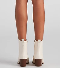 Country Kicks Faux Leather Block Booties