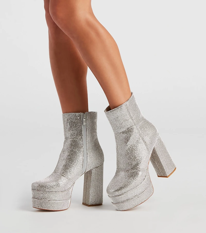 Retro Gal Rhinestone Heel Booties