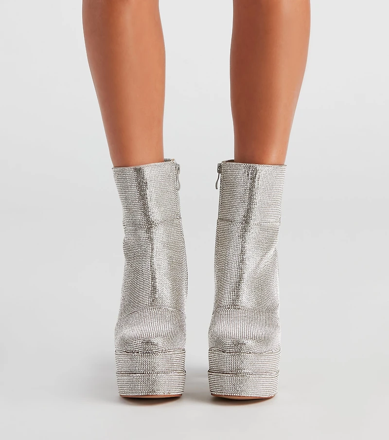 Retro Gal Rhinestone Heel Booties