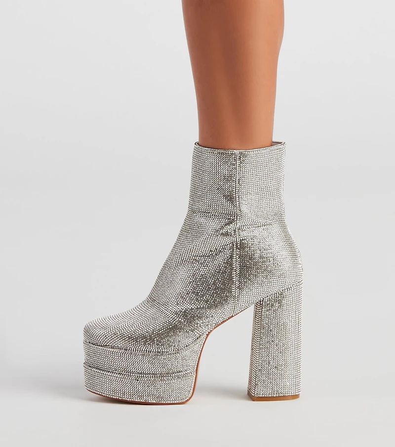 Retro Gal Rhinestone Heel Booties