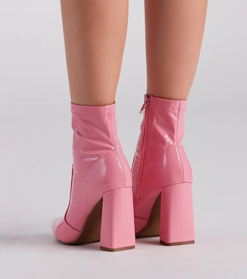 Savvy Sis Patent Pointed Toe Booties