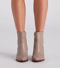 Country Kicks Faux Leather Block Booties