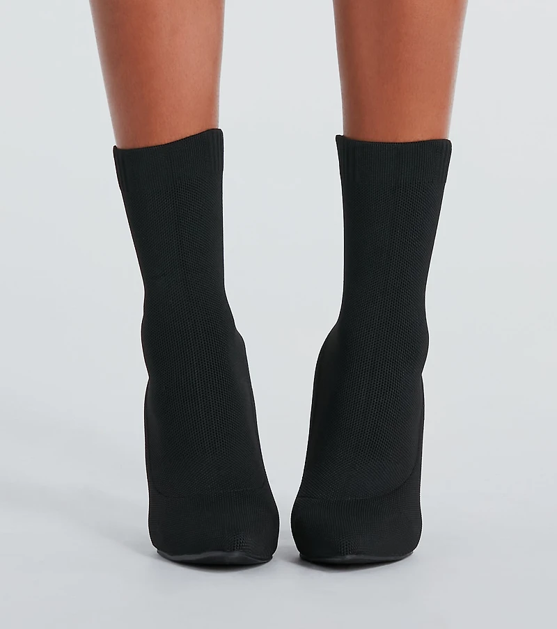 Style Points Knit Block Heel Booties