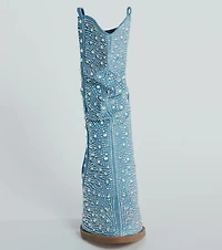 Sparkle Girl Rhinestone Denim Cowboy Boots
