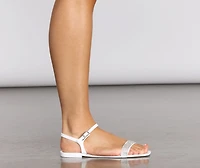Keep It Breezy Square Toe Jelly Rhinestone Sandals