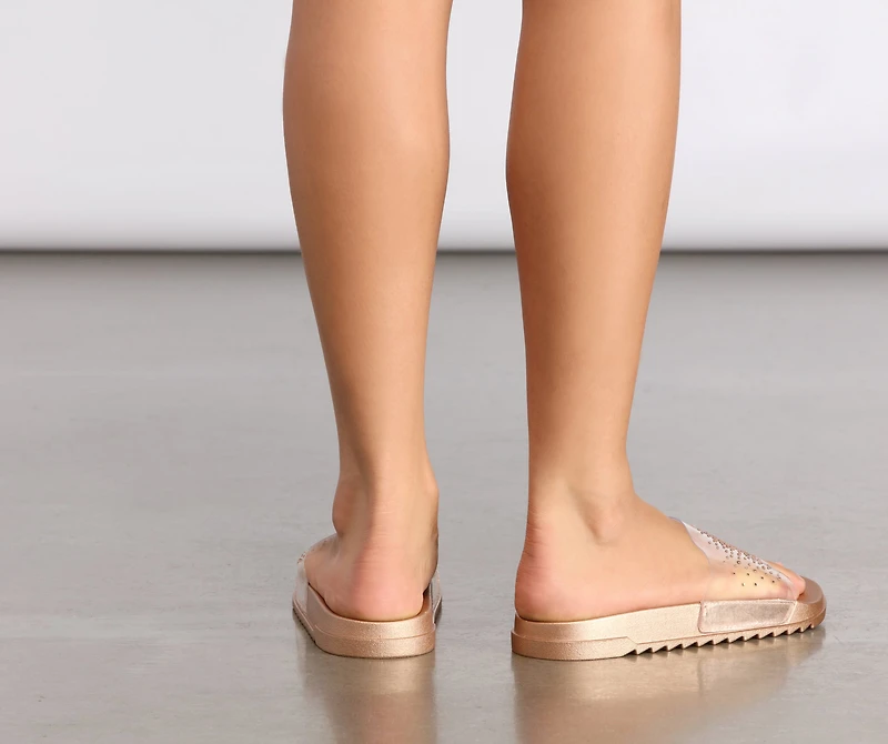 Clear PVC Rhinestone Slides