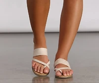 Step Out Faux Leather Flat Sandals