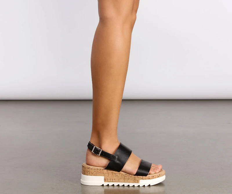 Just Time Faux Leather Platform Sandals