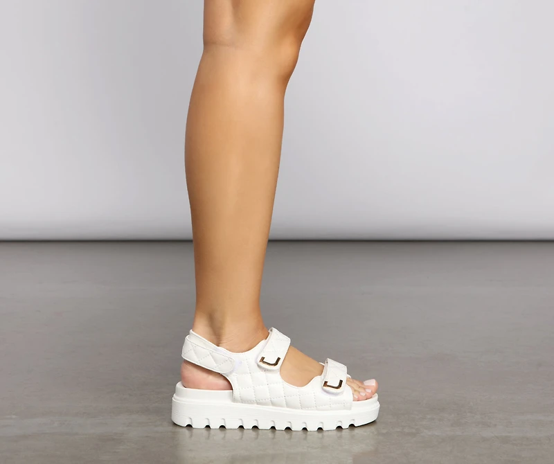 Quilted Glamour Double Buckle Sandals